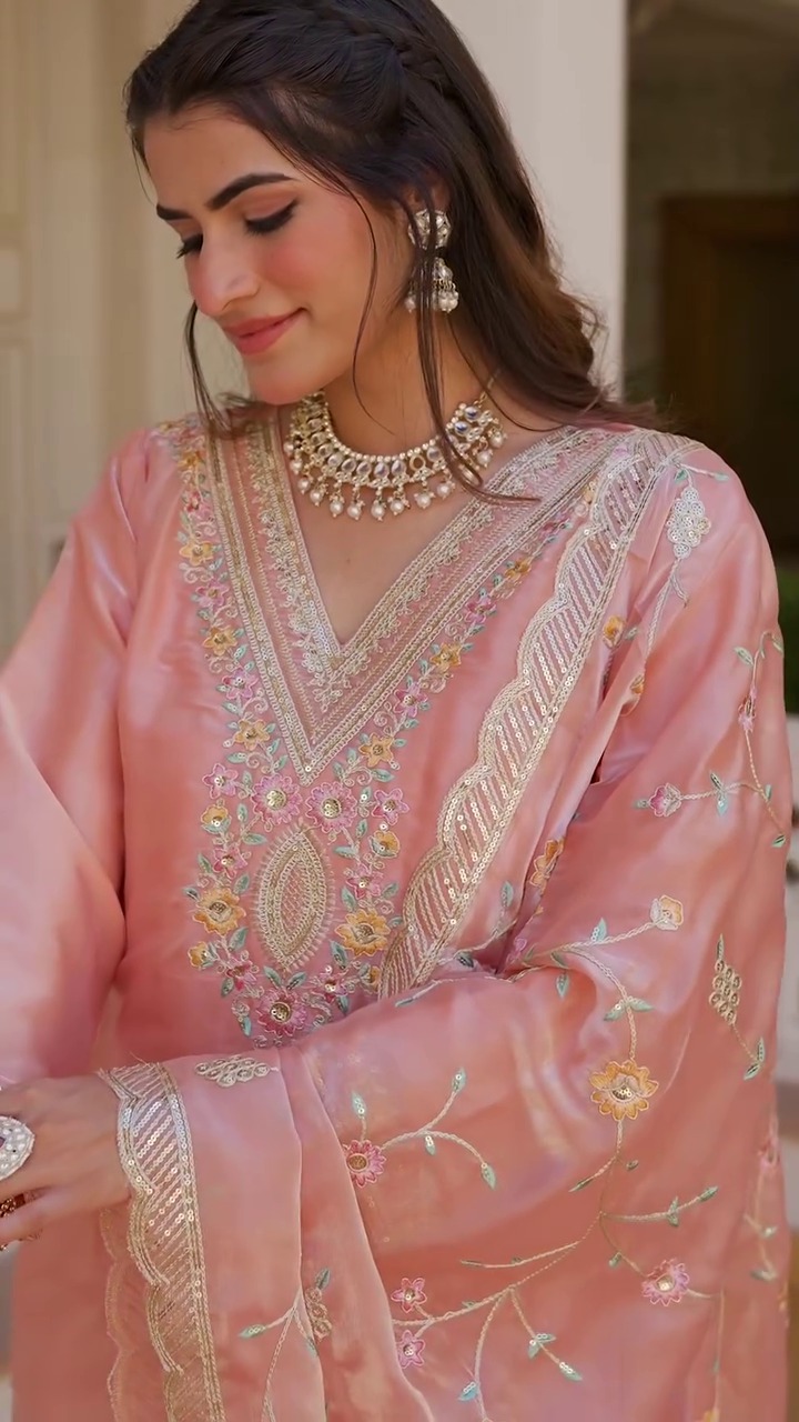 Jimmy Choo Silk Top, Bottom, Dupatta Set (7)