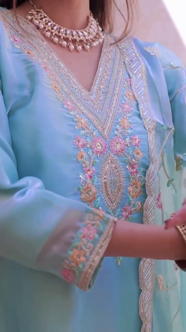 Jimmy Choo Silk Top, Bottom, Dupatta Set (8)